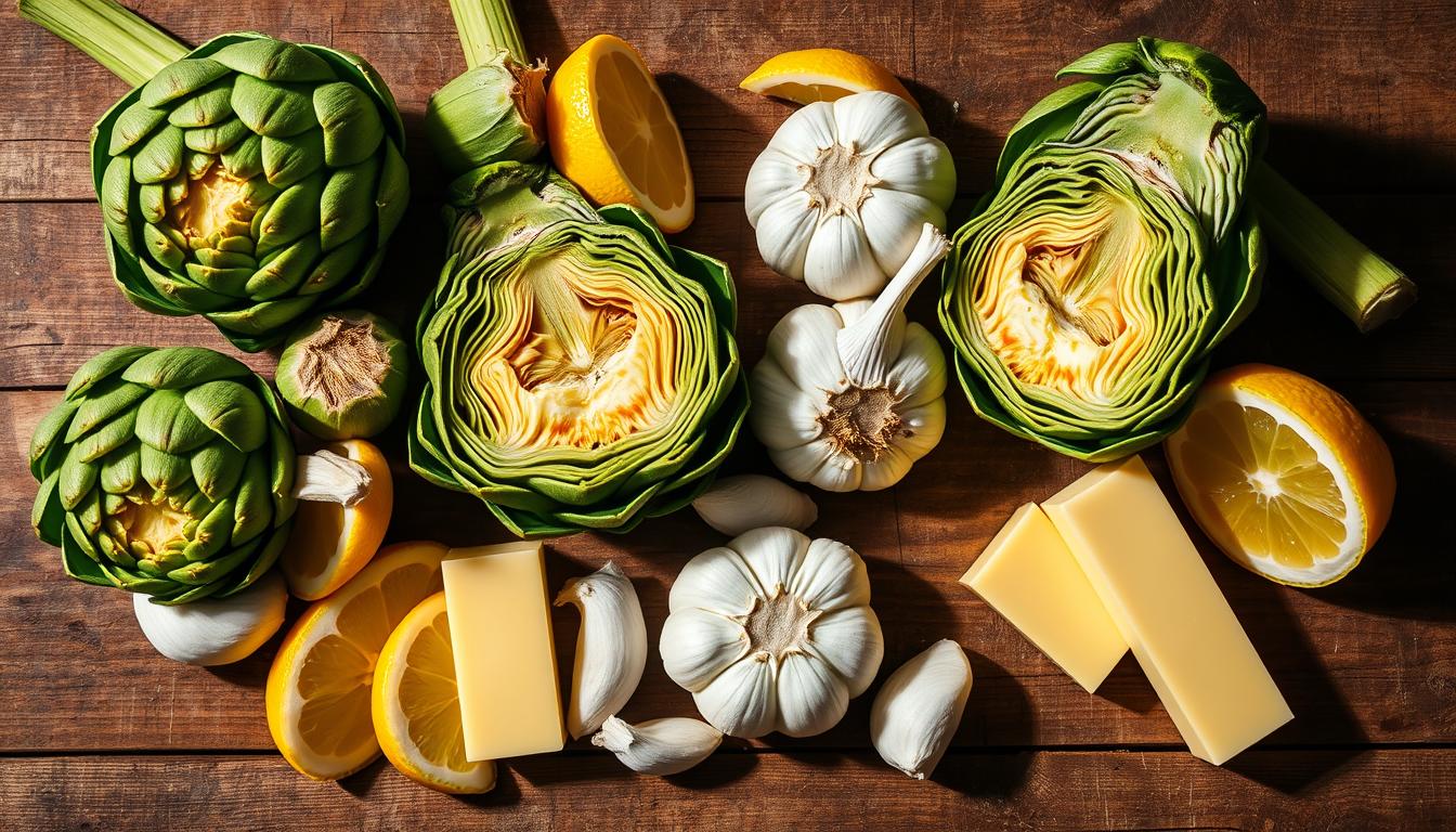 Artichoke Ingredients for Garlic Butter Sauce