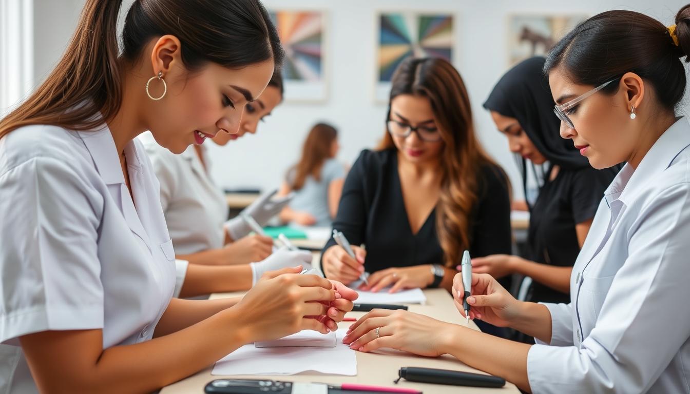 Aluna realizando técnicas de manicure em curso profissional em Nova Iguaçu