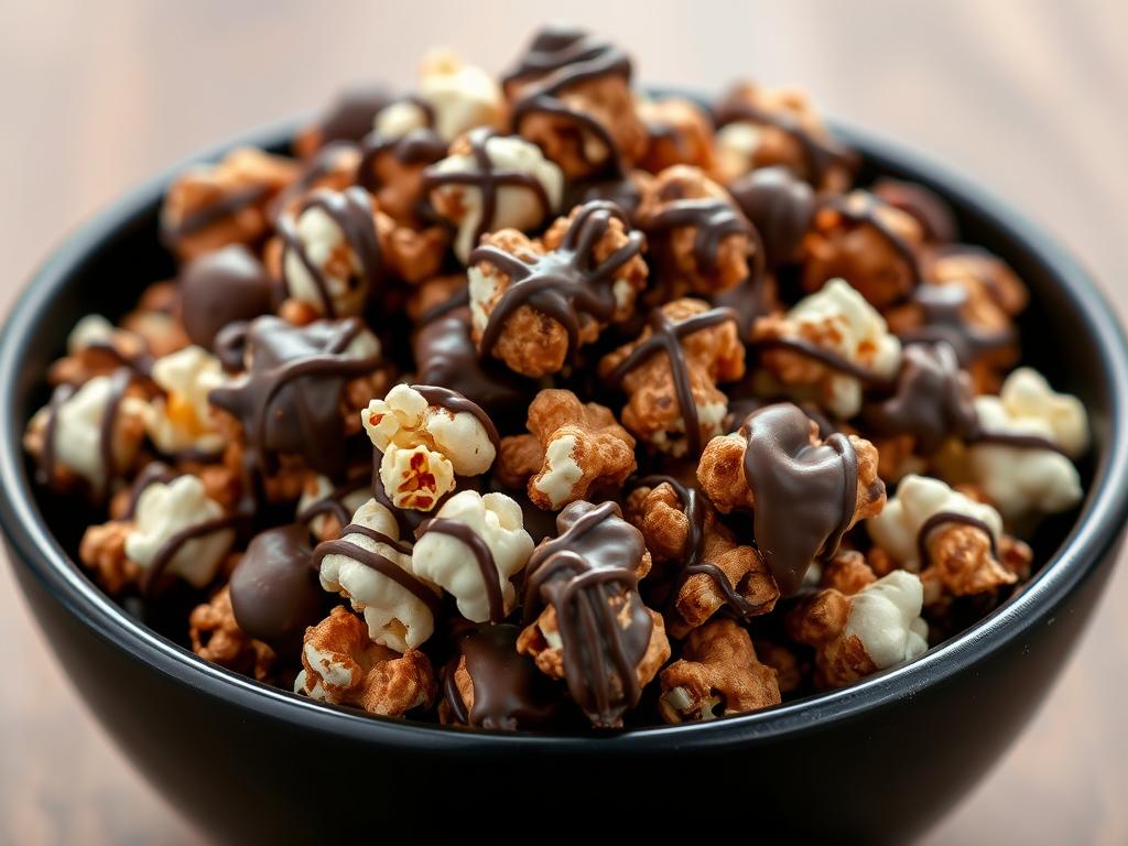 Pop-corn enrobé de chocolat pour une recette de pop-corn sucré maison gourmande