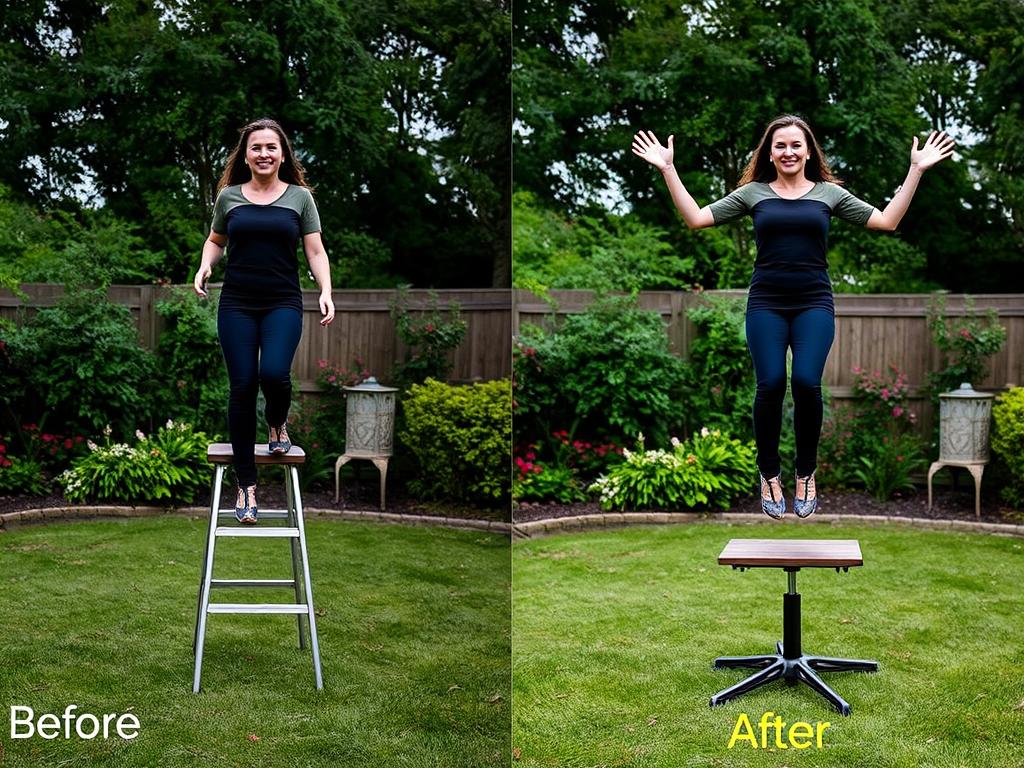 Levitation photography setup in backyard