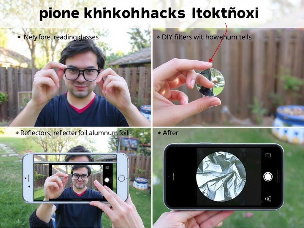Smartphone photography hacks demonstration in backyard