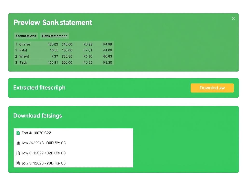 Preview and download screen of converted bank statement data