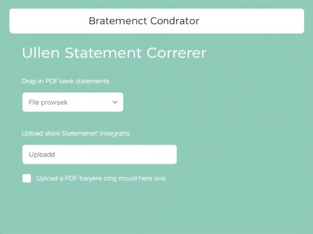 Upload interface of a bank statement converter