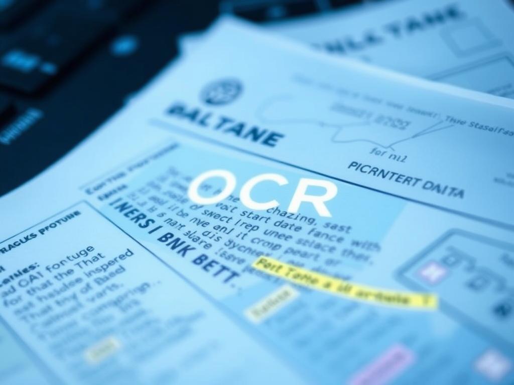 OCR technology scanning and recognizing text from a bank statement