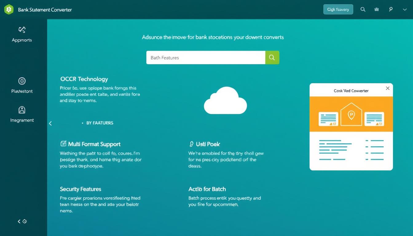 Key features of bank statement converter software highlighted in a visual interface