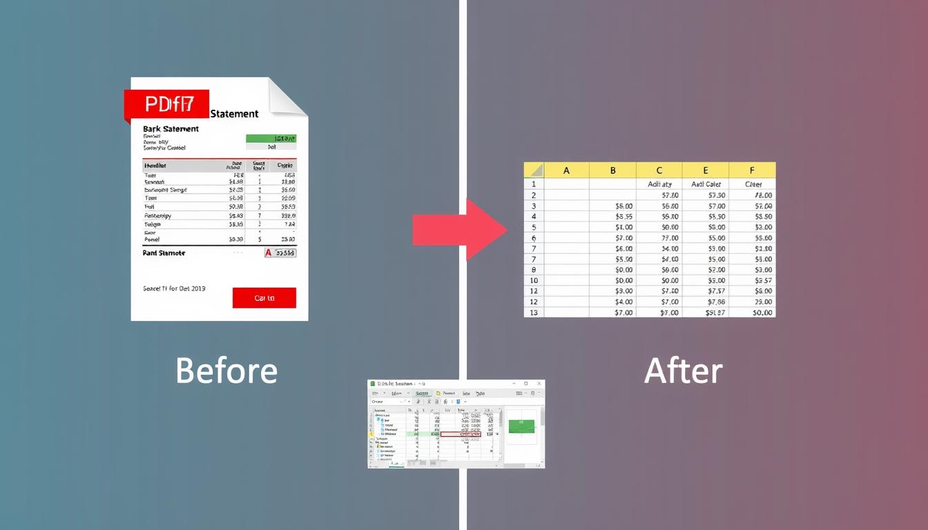 Bank statement converter transforming PDF documents into Excel spreadsheets