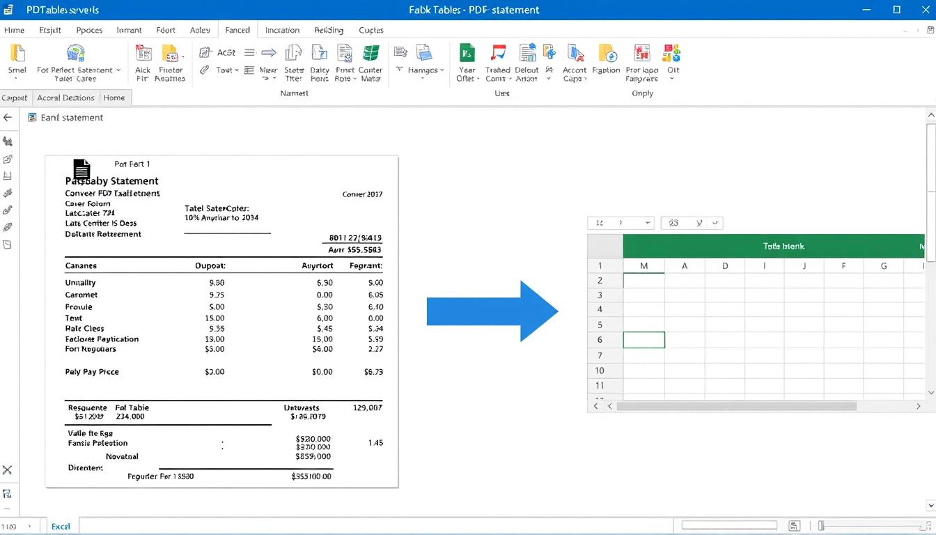 PDFTables bank statement conversion interface