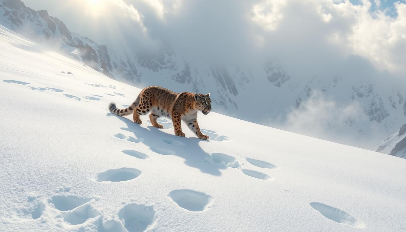 In the Himalayas, a snow leopard’s purrs loosen snow, clearing paths