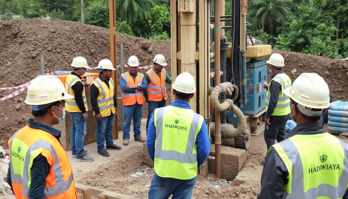 Jasa Bore Pile Lamongan 14 Tim ahli Hadiwijaya Bore Pile Lamongan sedang bekerja