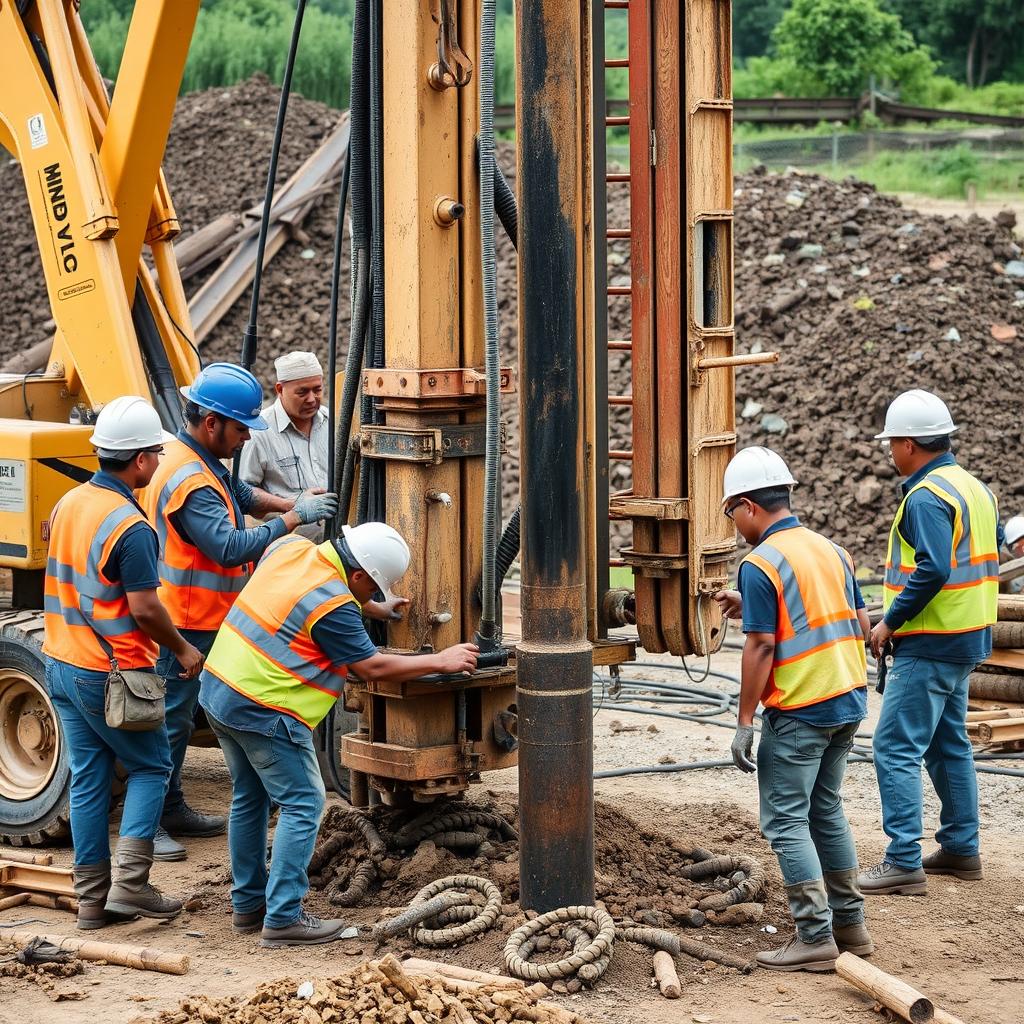 Bore Pile Manual (Strauss Pile) 10 Tim Jasa Bore Pile Manual dan Strauss Pile sedang bekerja di lokasi proyek