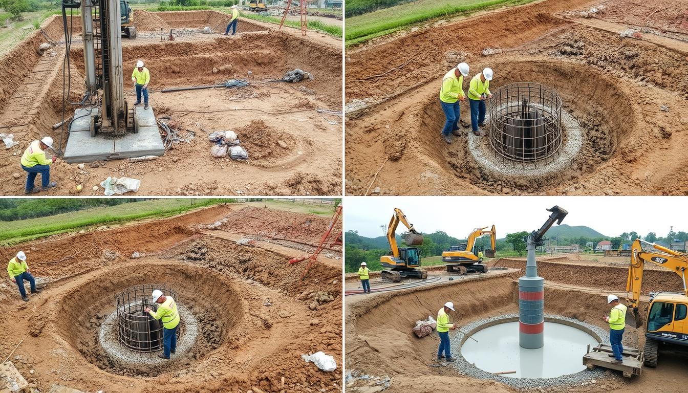 Jasa Bore Pile Jombang 8 Proses instalasi pondasi bore pile di proyek konstruksi Jombang