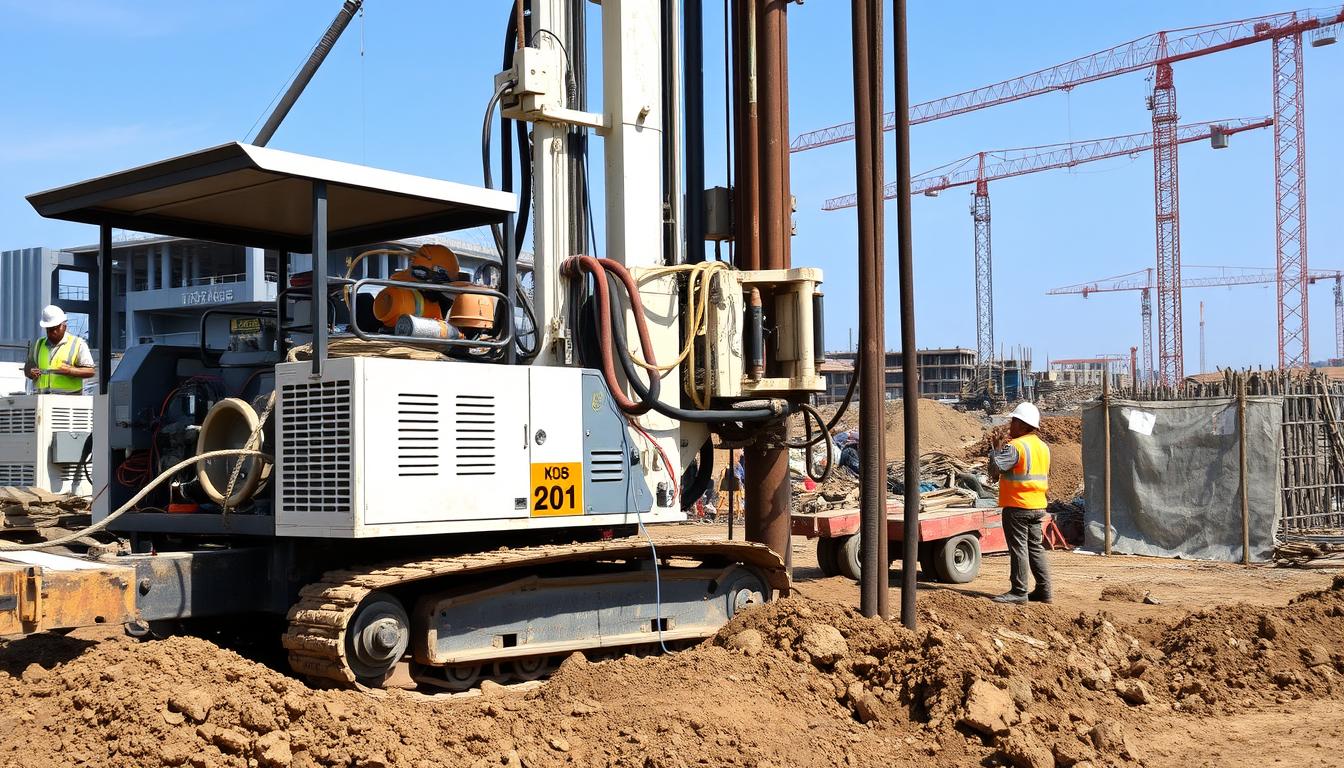 Jasa Bore Pile Pamenang 6 Jasa Bore Pile Pamenang - Mesin bore pile sedang beroperasi di lokasi proyek konstruksi