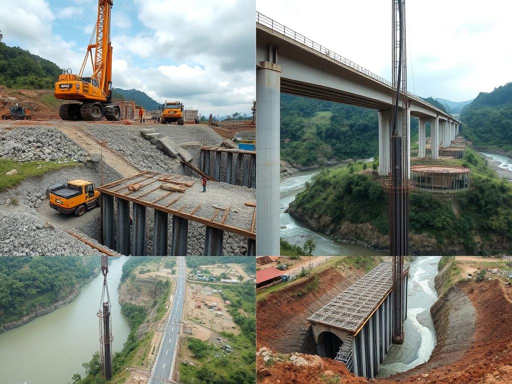 Jasa Bore Pile Jombang 15 Proses pengerjaan bore pile untuk proyek jembatan di Jombang