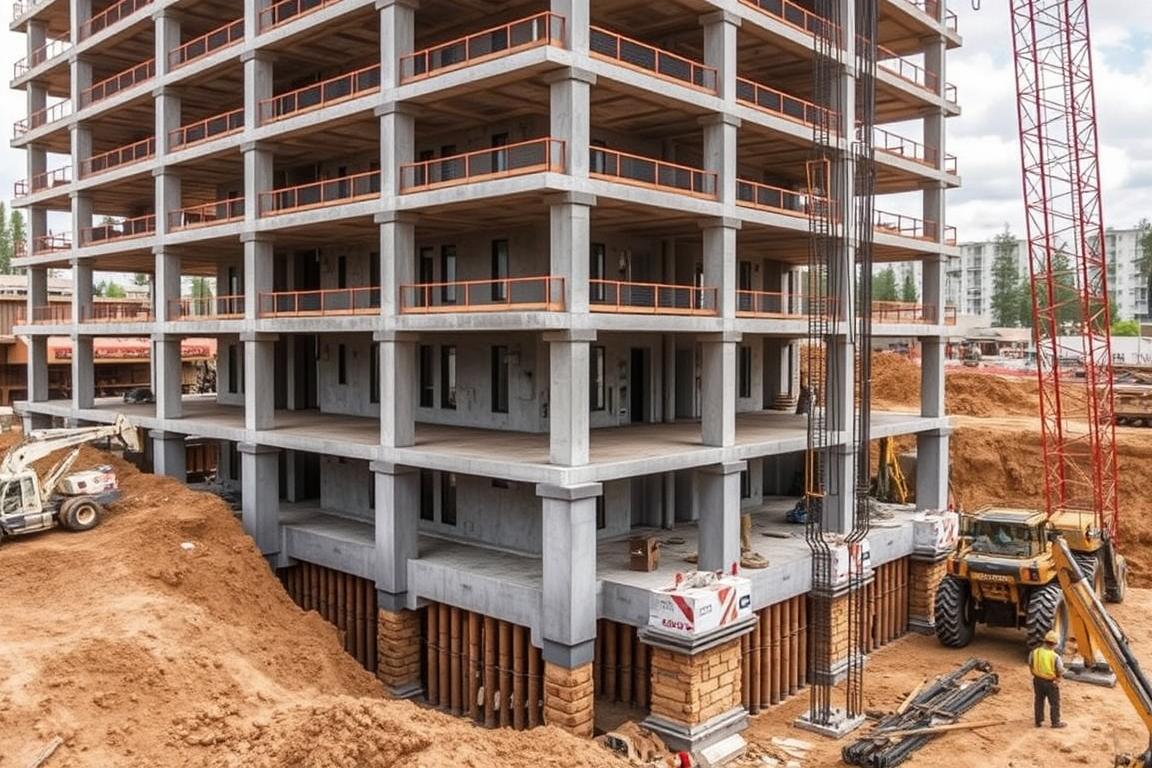 Bore Pile Mini Crane dan Gawangan Profesional 10 Proyek gedung bertingkat dengan pondasi bore pile