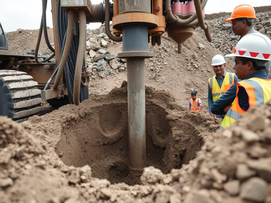 Jasa Bore Pile Lamongan 7 Proses pengeboran pondasi bore pile di Lamongan