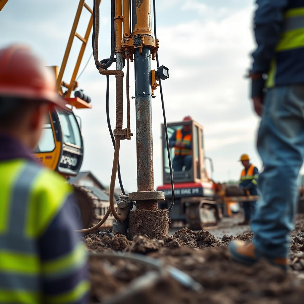 Bore Pile Mini Crane dan Gawangan Profesional 4 Proses pengeboran dengan bore pile mesin mini crane
