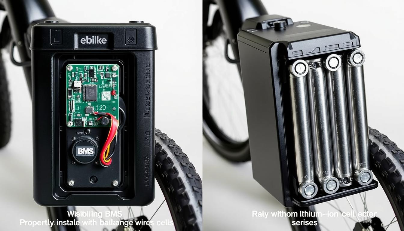 E-bike battery without BMS compared to standard battery with BMS system