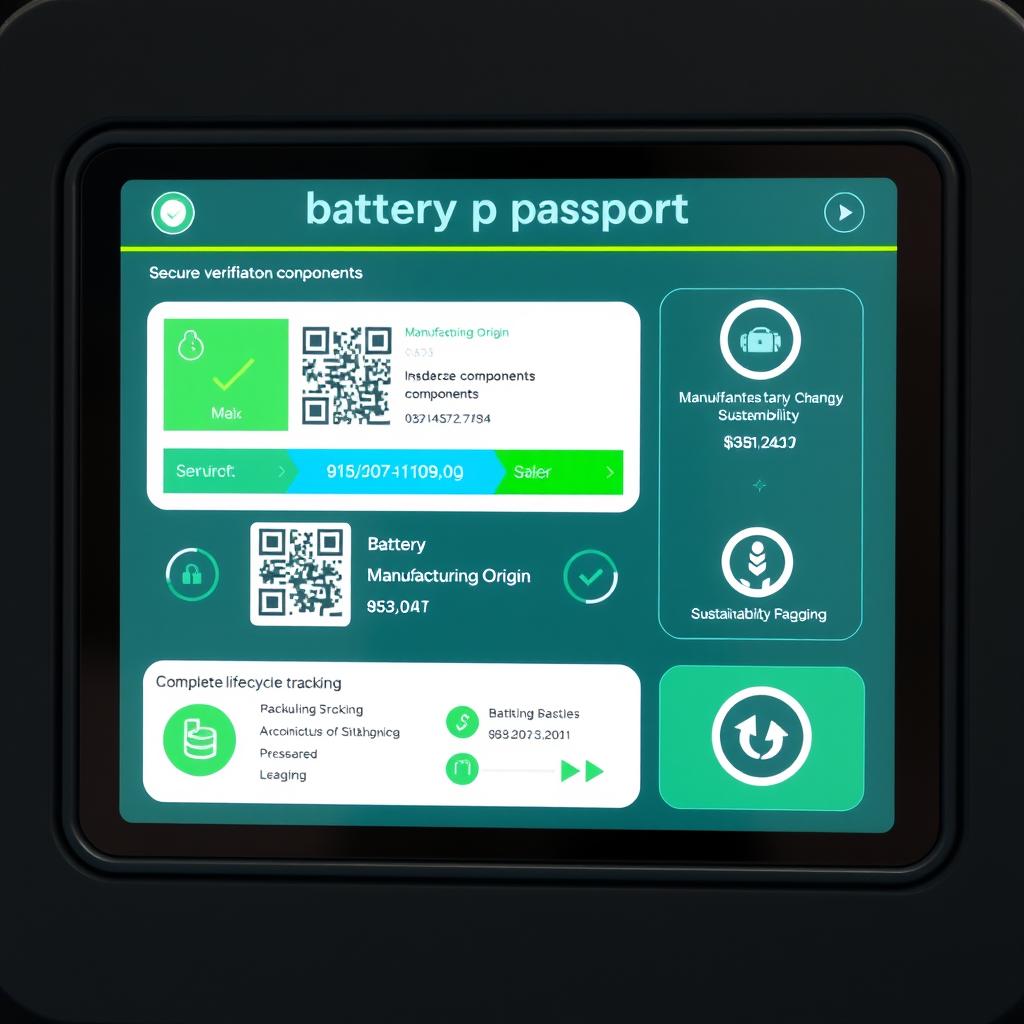 Digital battery passport showing blockchain verification and lifecycle tracking
