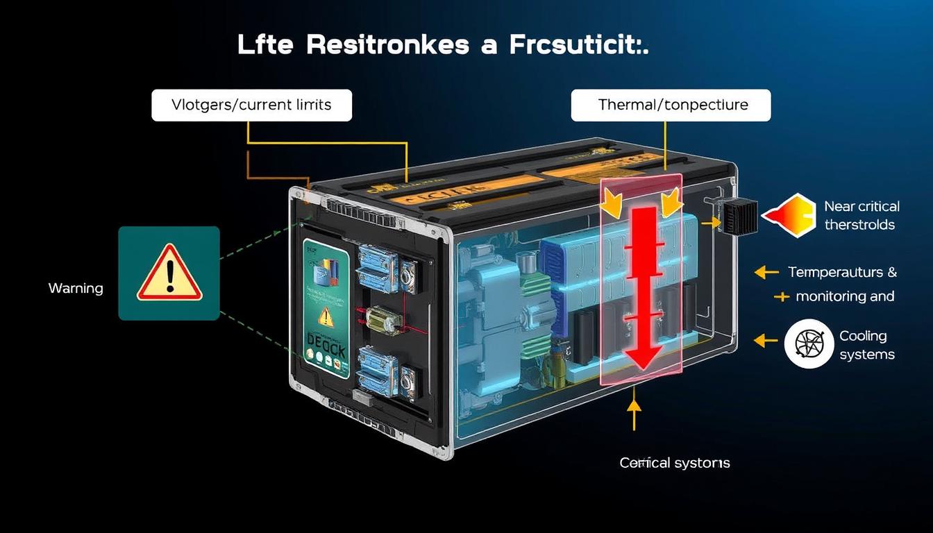 Battery Management System protection functions showing electrical and thermal safety mechanisms