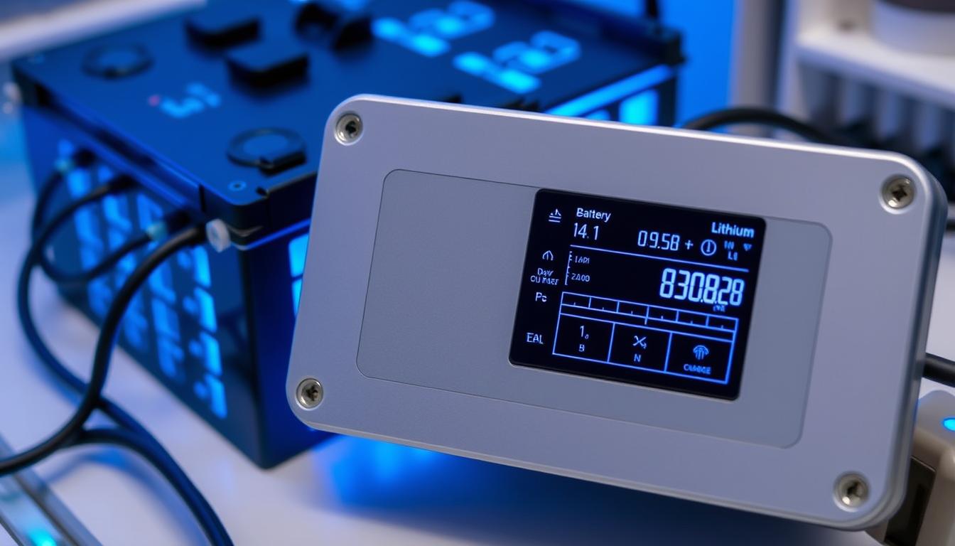 Advanced Battery Management System with digital display showing battery health metrics