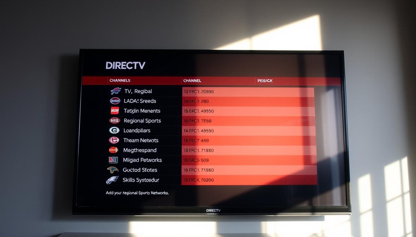DIRECTV channel guide showing regional sports networks