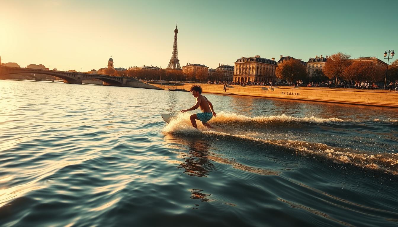 Kauli Vaast surf la Seine