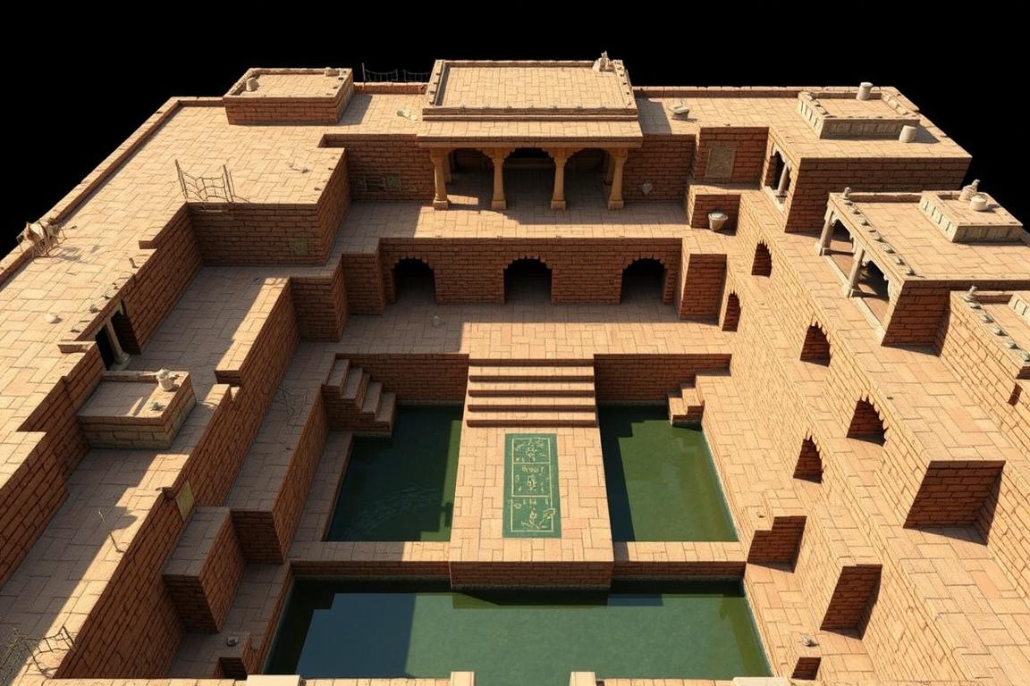 The Great Bath at Mohenjo-Daro showing the sophisticated water management system