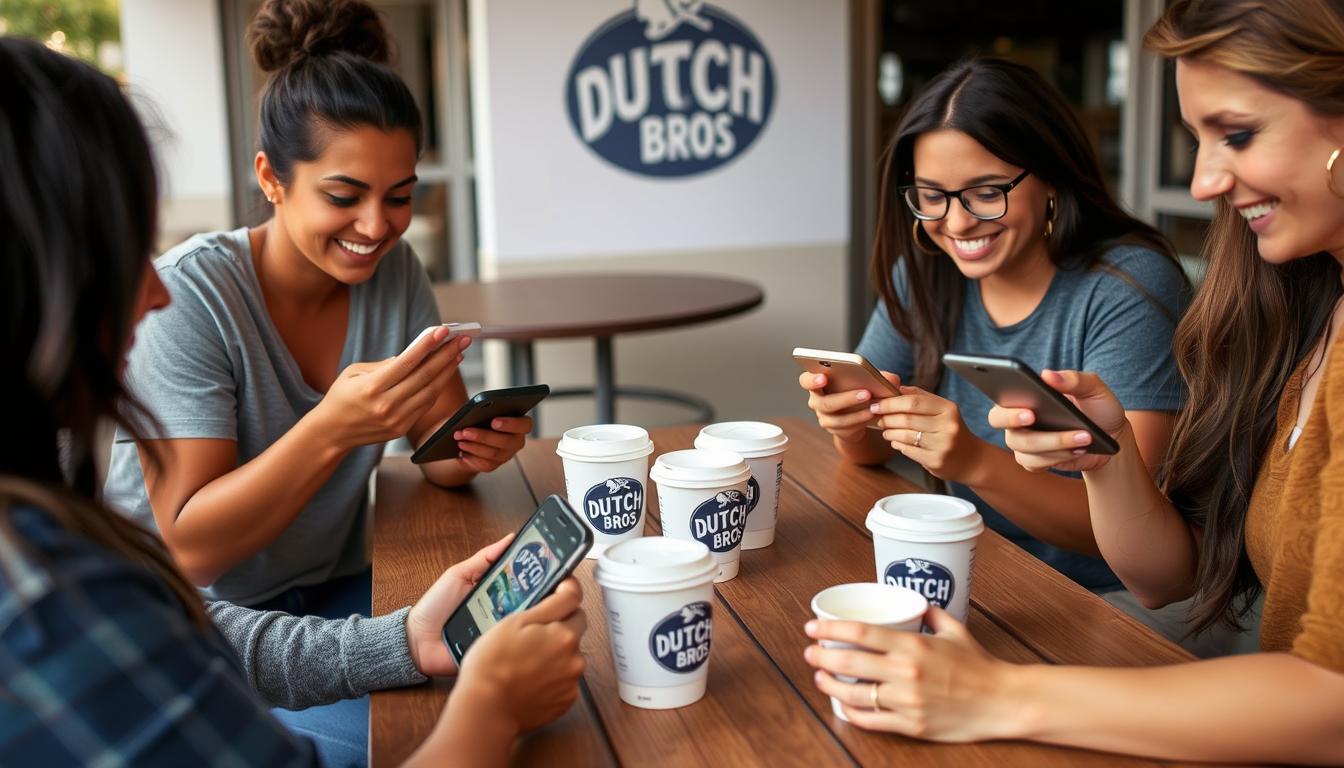 Dutch Bros customers engaging with blog content on mobile devices