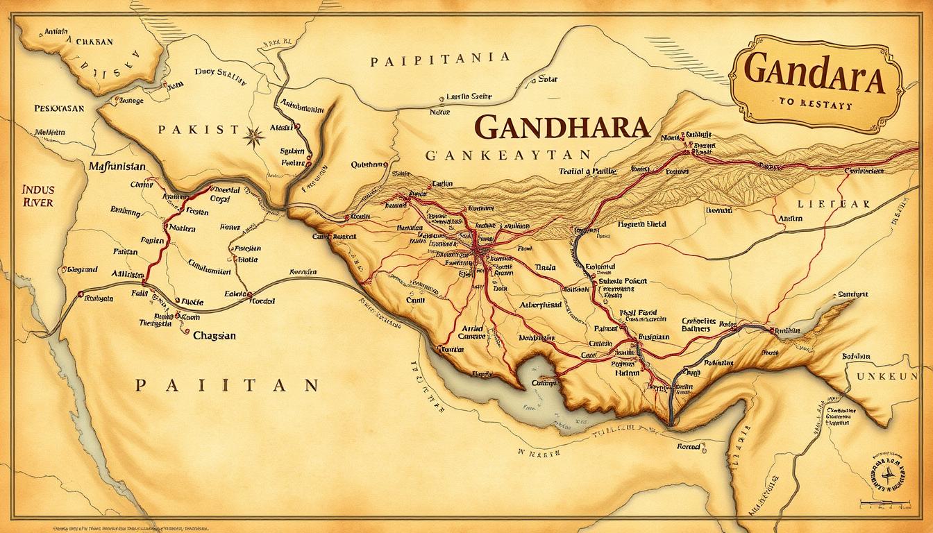 Map showing the geographical extent of the Gandhara Civilization across modern-day Pakistan and Afghanistan