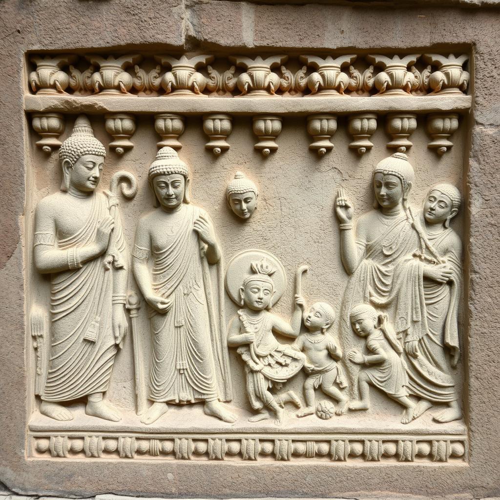Narrative relief panel showing scenes from Buddha's life