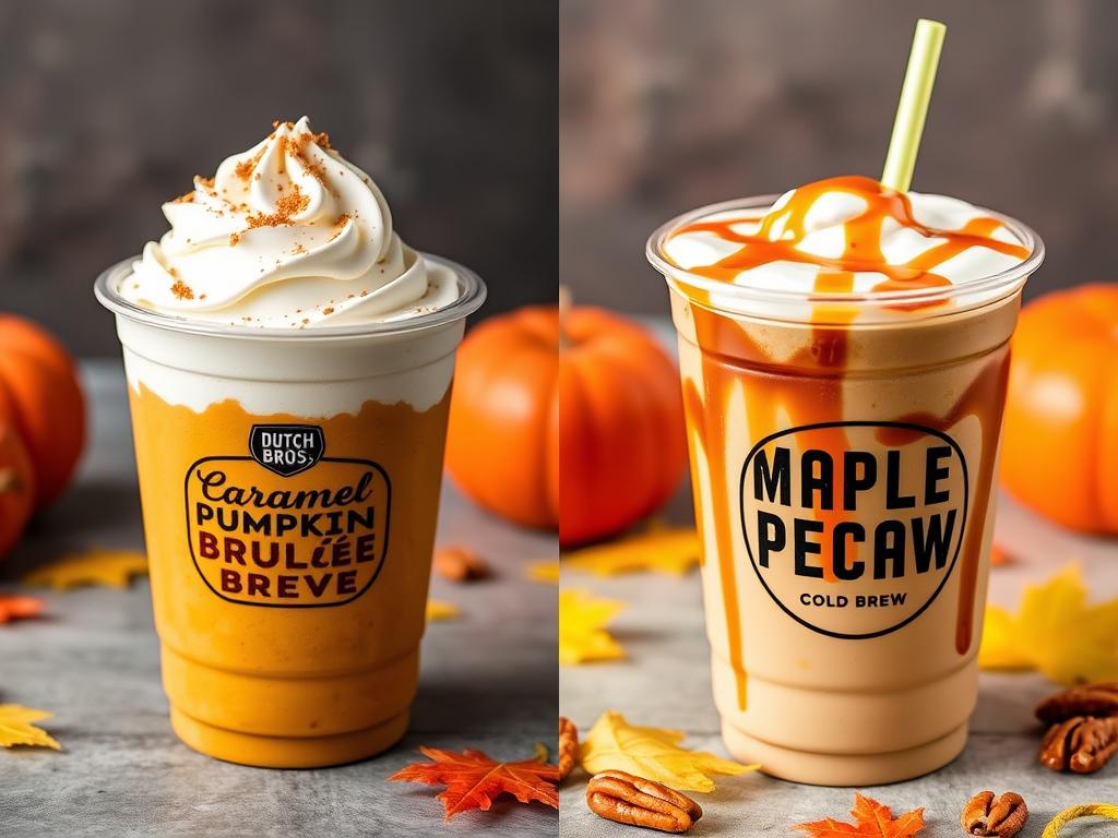 Dutch Bros September 2025 seasonal specials featuring Caramel Pumpkin Brûlée and Maple Pecan Cold Brew
