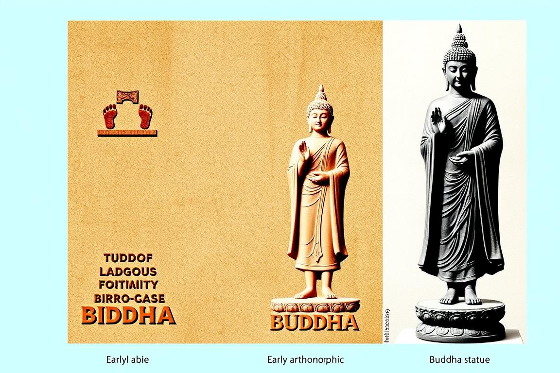 Evolution of Buddha imagery in Gandharan art showing early and later representations