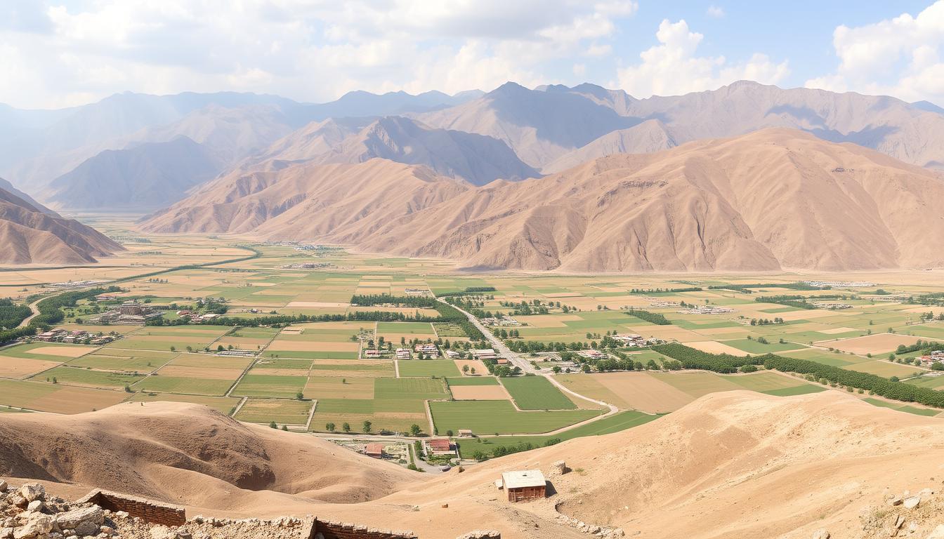 Panoramic view of the Peshawar Valley showing archaeological sites
