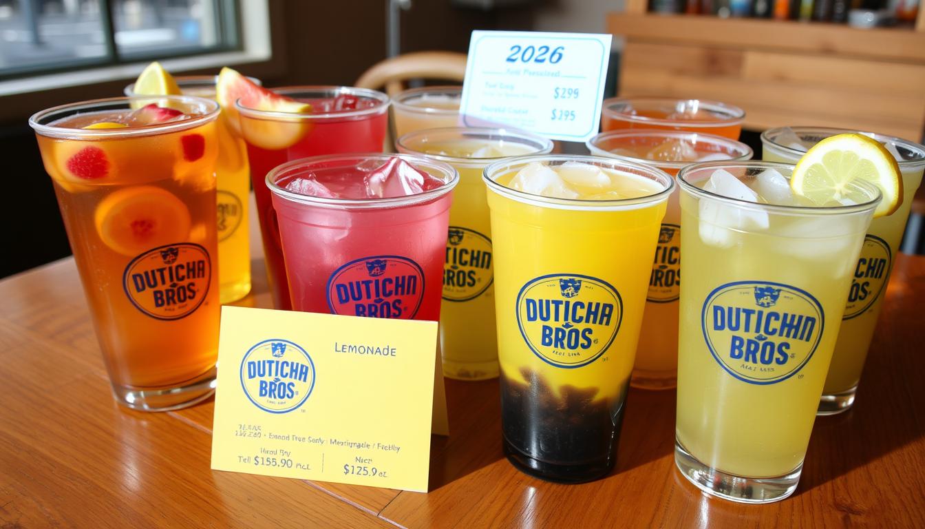 Dutch Bros Tea and Lemonade menu items with 2025 prices