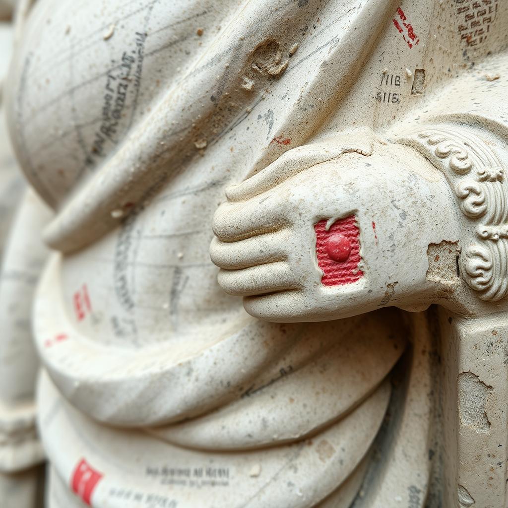 Traces of original paint visible on a Gandharan sculpture