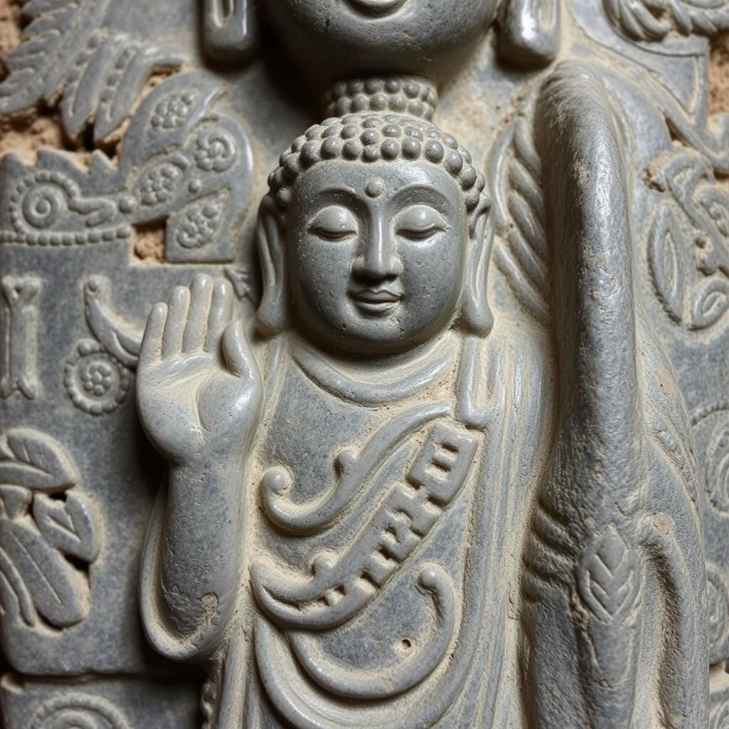 Schist stone sculpture from Gandhara showing fine detail work