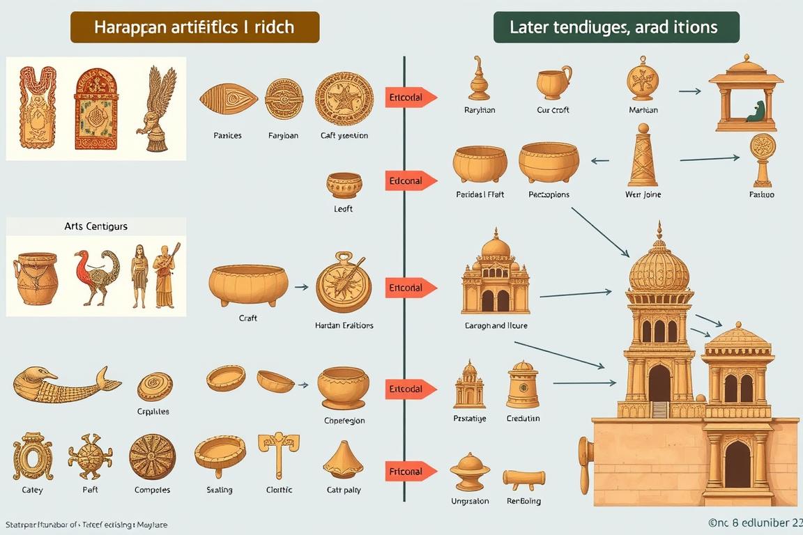 Comparison showing cultural continuities between Harappan artifacts and later Indian traditions