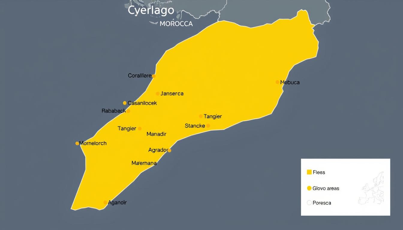 خريطة توضح مناطق خدمة glovo المغرب في المدن الرئيسية