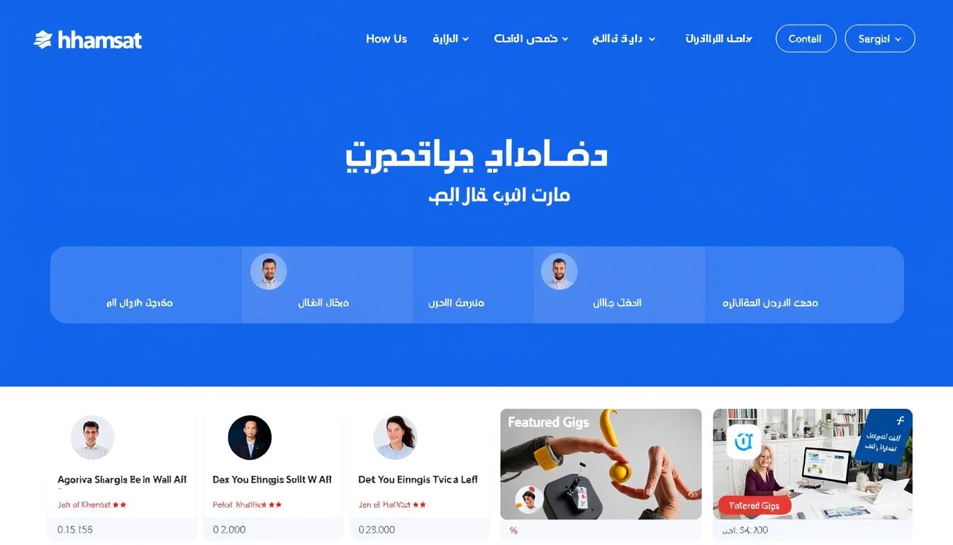 واجهة موقع خمسات وهو من أفضل مواقع الربح من الإنترنت باللغة العربية