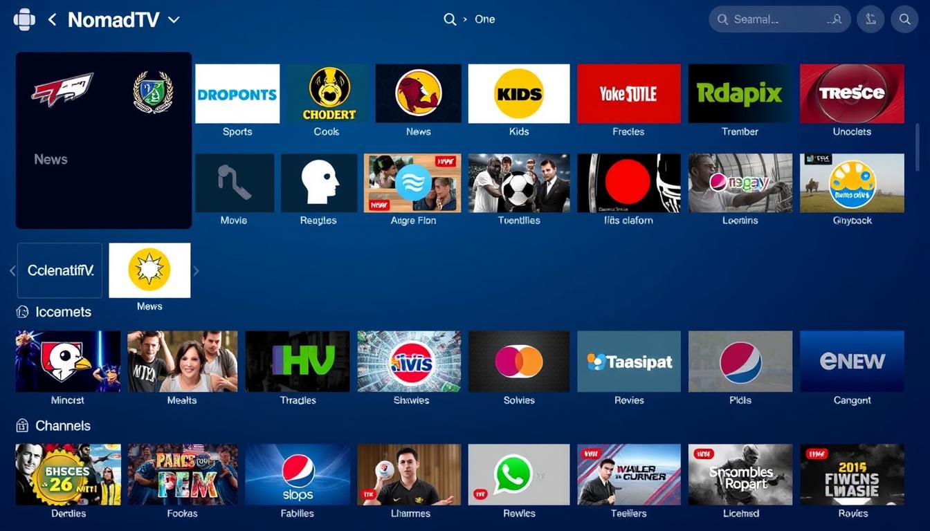 1 Year IPTV Subscription 5 NomadTVs IPTV content library showing diverse channel categories and on-demand options