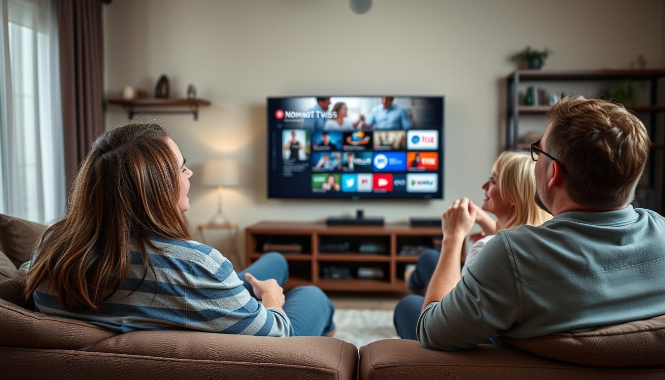 1 Year IPTV Subscription 11 Happy family enjoying NomadTVs IPTV entertainment in their living room