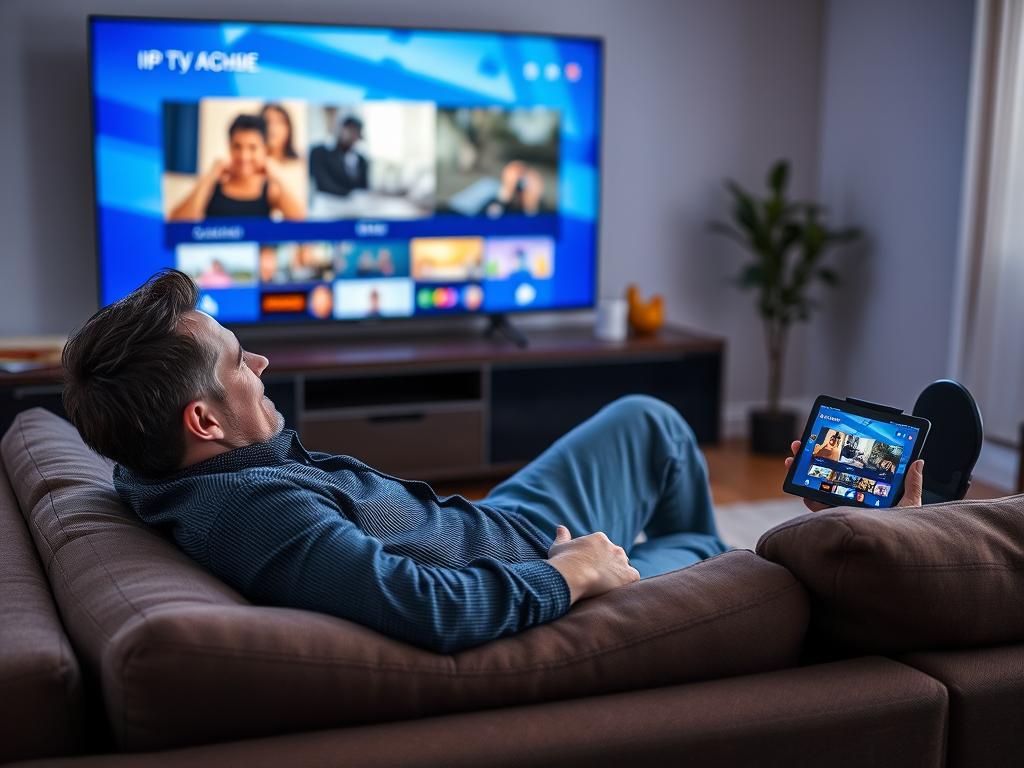 6 Months IPTV Subscription 3 Person enjoying IPTV streaming on multiple devices with 6 months IPTV subscription