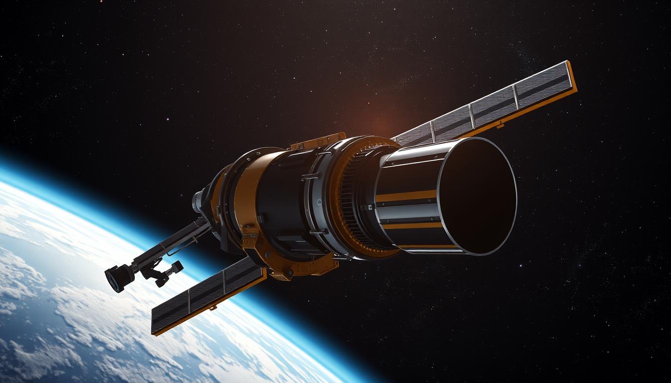 Telescopio espacial observando el cosmos en busca de exoplanetas habitables