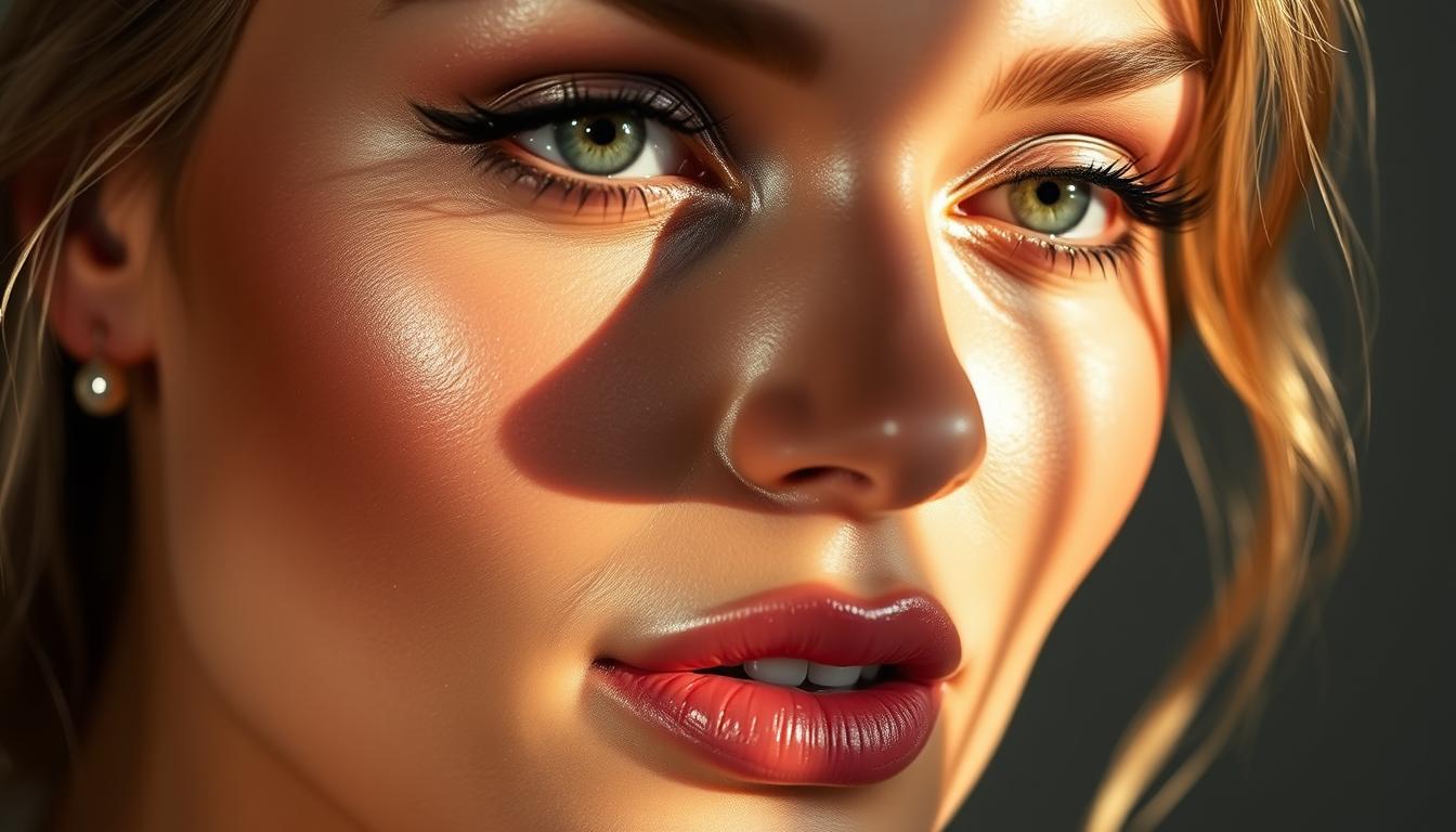 soft glam makeup with shimmer