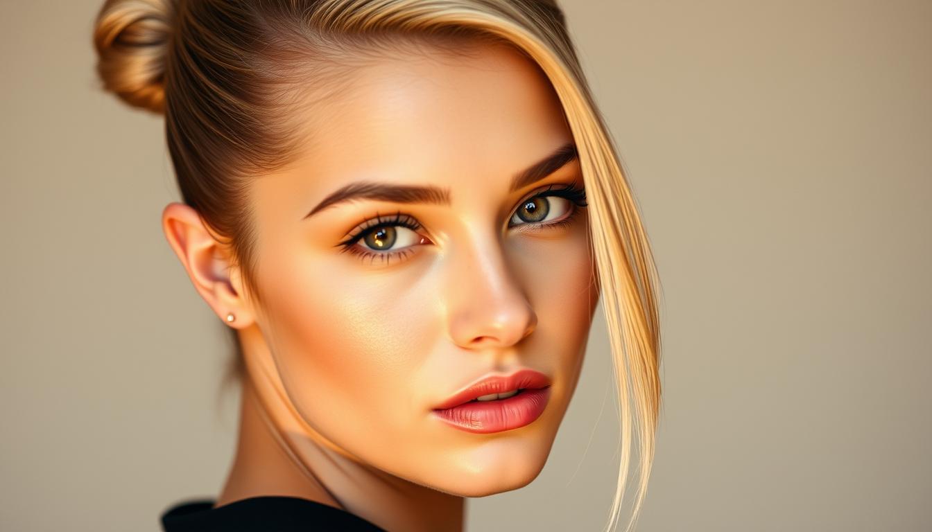 Hailey Bieber slicked-back bun