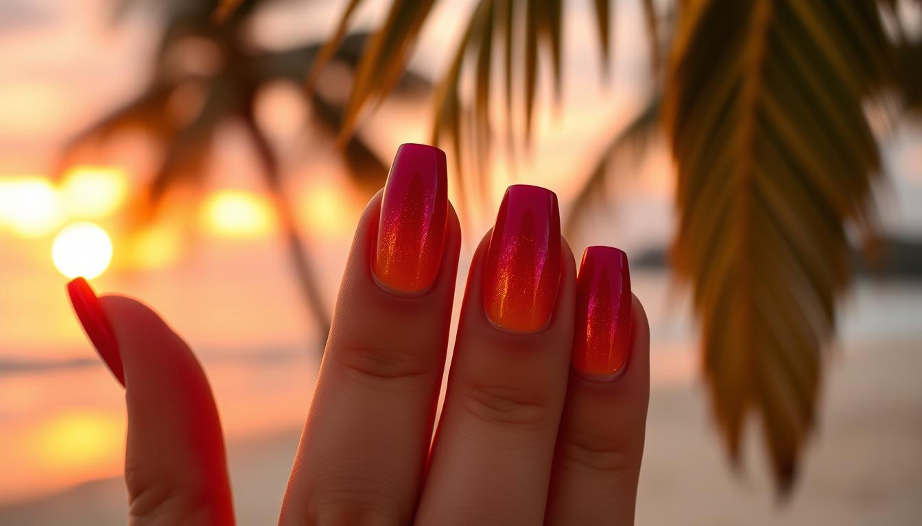 sunset ombré nail designs