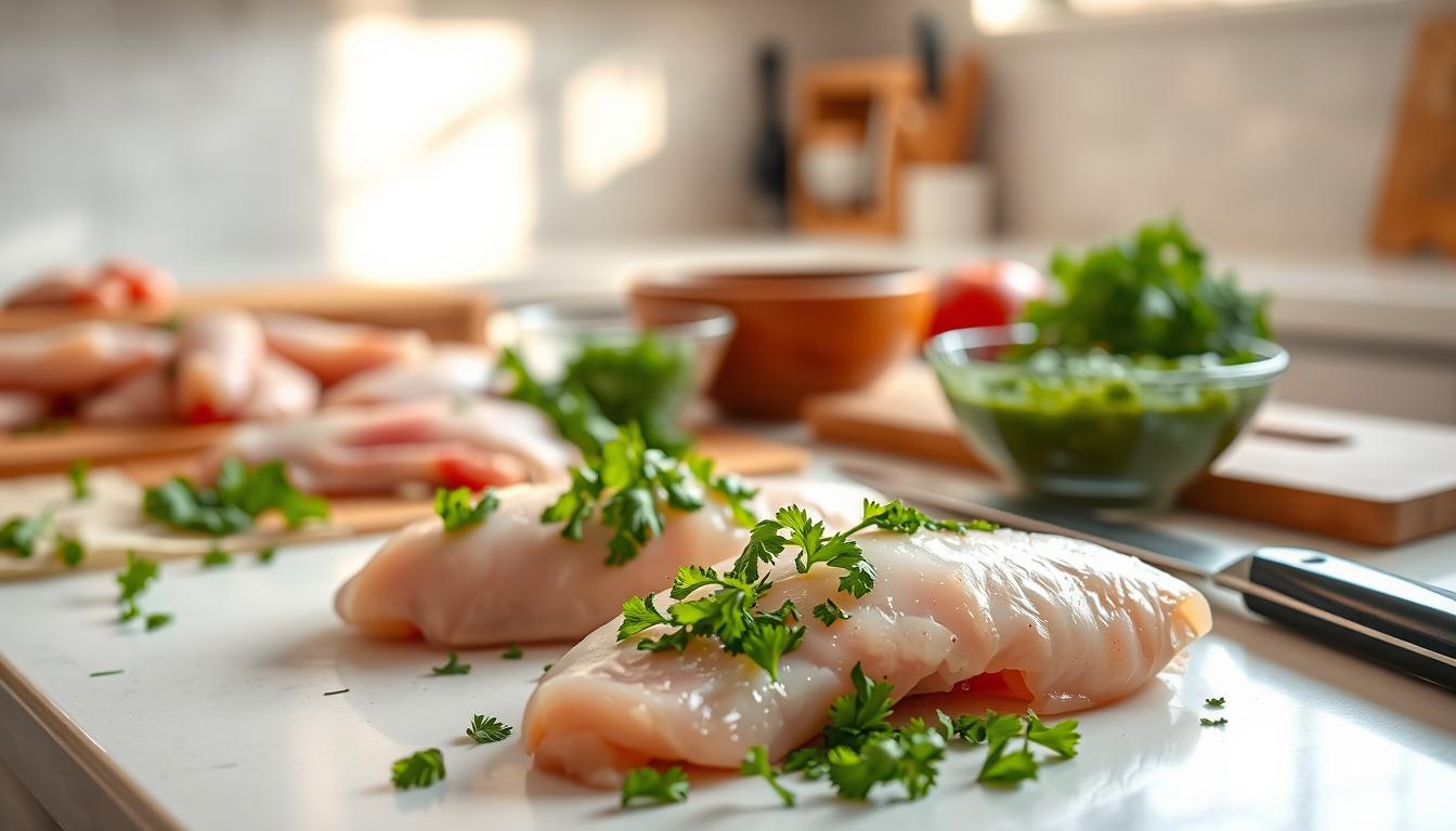 clean chicken dinner preparation