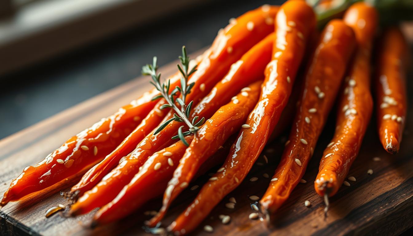 garnishing honey glazed carrots