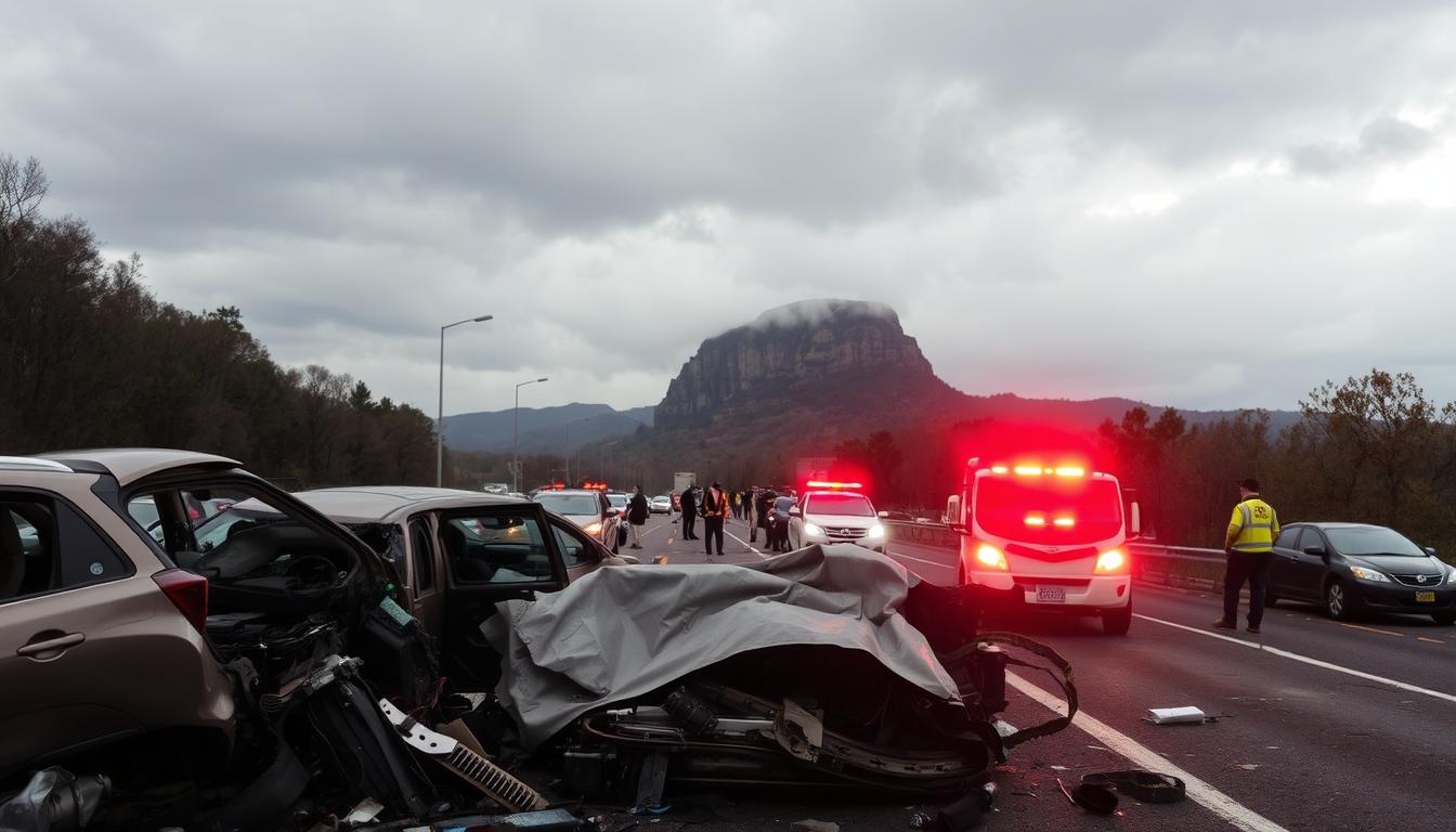 palisades parkway car crash scene