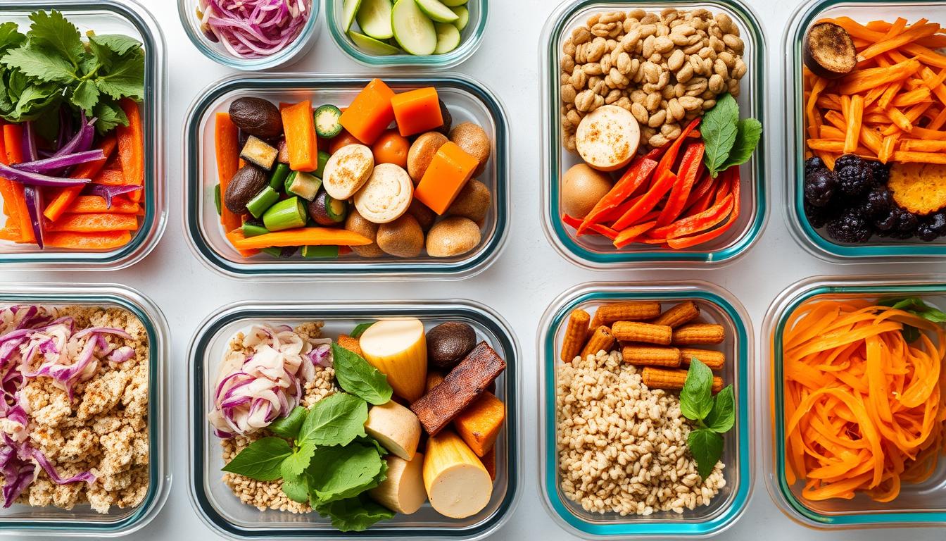 Gut Health and Glowing Skin: The Hidden Connection Beautifully arranged gut-friendly meal prep with colorful vegetables, fermented foods, and healthy proteins